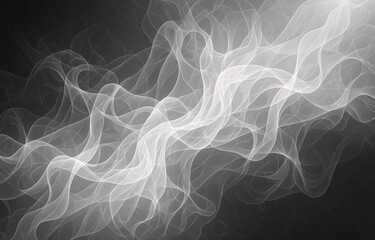 Poster - Abstract grayscale artwork featuring flowing, translucent waves against a dark background.  The image evokes a sense of movement and ethereal beauty.
