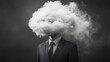 © Tania - Surreal image of man with cloud head wearing suit in grayscale