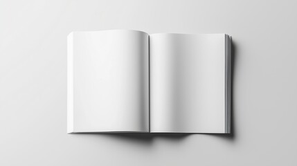 A top-down view of two blank white magazines isolated on crisp gray, with no shadows or reflections.