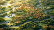 © achmad - Miniature green city model with roads, buildings, and parks at sunrise