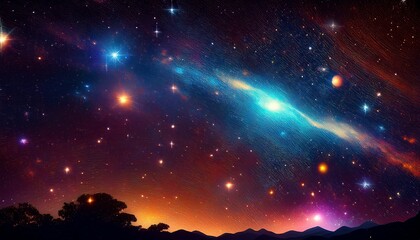 detailed realistic panoramic night starry black sky cosmos concept galaxy explosion stars in space a