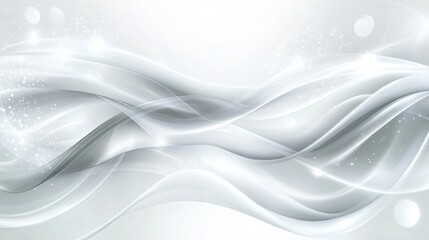 Wall Mural - flowing abstract line design with graceful waves in soft gray and white tones on a clean background 