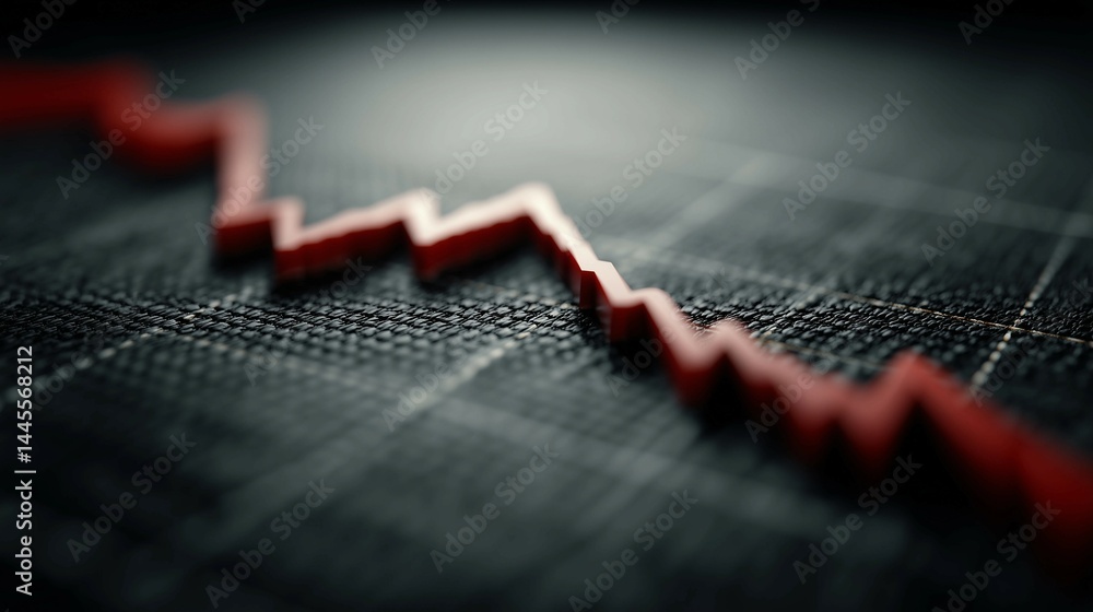 Stock market graph with downward trend,dropping stock prices,economic ...