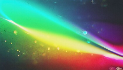 Poster - vivid rainbow light spectrum on dark background with lens flare texture for digital art, web design, print media, or abstract branding graphics

