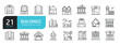 © Bradericon - Set of line icons related to building, residential, proerty, landmark. Outline icons collection. Editable stroke. Vector illustration