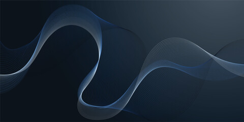 Wall Mural - abstract blue flowing wave curved lines, social network communication, technology curve line backgro