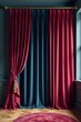 © Ningjing - Velvet drapes in rich jewel tones hanging from a modern track system, home decor, window treatment