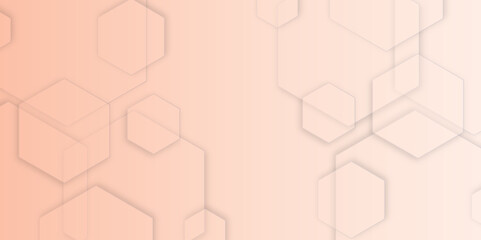 Abstract orange background with hexagons on transparent and seamless pattern in vector design. Geometric 3d texture illustration. Abstract hexagonal concept technology,banner and wallpaper background.