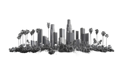 los angeles california cityscape isolated on transparent background for design projects