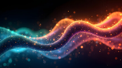 Wall Mural - colorful glowing waves of light in shades of blue and orange create a mesmerizing abstract backgroun