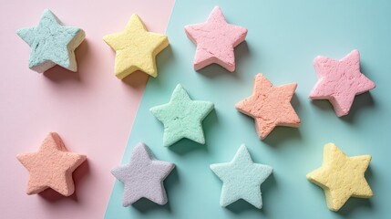 Wall Mural - A stunning display of stars on cosmic pink and blue background mesmerizing