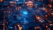 Abstract digital background with circuit board elements and bright lights