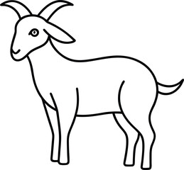 Wall Mural - minimal continuous line sketch of a goat viewed from the front perfect for farm inspired decor conte