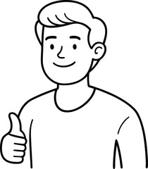 Wall Mural - smiling man showing a thumbs up gesture in continuous line style ideal for positive expression artwo