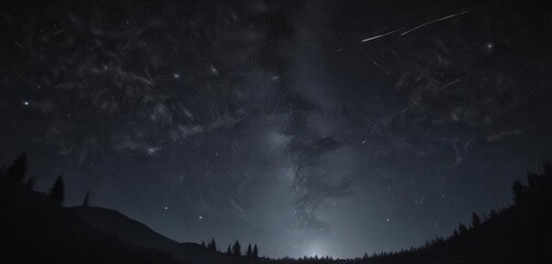 Wall Mural - Starry night, inky black canvas, countless twinkling stars,  majestic,  twinkles