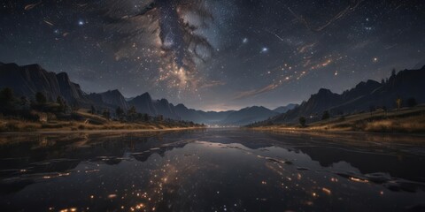 Wall Mural - Starry velvet night, countless glittering lights,  vastness,  quiet