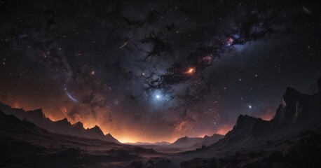 Wall Mural - Vast cosmic canvas, myriads of stars ablaze in inky blackness ,  heavens, stars