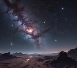 Wall Mural - Vast, star-dusted night sky, swirling nebulae ,  twinkle,  shimmer, night sky