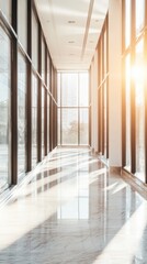 Leinwandbilder - Modern corridor design with natural light in sunlight elegant interior architecture and sleek lines
