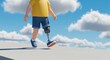 © AI Stock - Youthful Spirit: A Child with Prosthetic Leg Walks Towards Sunny Skies