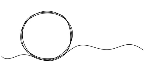 Continuous editable line drawing of round frame. One line drawing background. Vector illustration. Round frame in one line, round shape continuous one line drawing.                                    