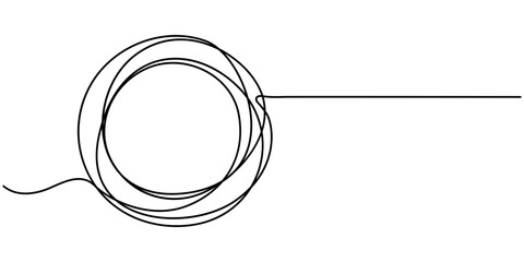 Continuous editable line drawing of round frame. One line drawing background. Vector illustration. Round frame in one line, round shape continuous one line drawing.                                    