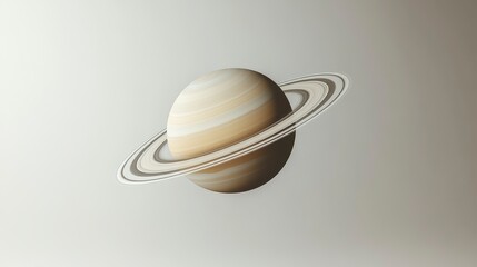 Wall Mural - minimalist illustration of saturn, a gas giant planet with prominent rings, set against a soft gradi