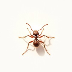 Wall Mural - closeup of a curious brown ant crawling and exploring on a textured natural ground surface in a simp