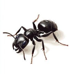 Wall Mural - closeup macro shot of a large black ant crawling and exploring its tropical natural habitat the ant 