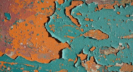 Aufkleber - Peeling Teal and Orange Paint Texture