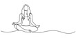 © SREESADHIN - Woman sitting in meditation continuous one line drawing. Yoga sign in simple linear style. Vector illustration, Continuous one line drawing of beautiful female yoga pose character. woman doing yoga.