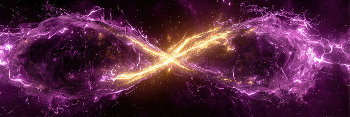 Wall Mural - abstract infinity, purple & gold energy.
