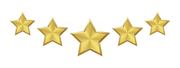 Wall Mural - isolated 5 shiny realistic gold on transparent background, brass star with metallic effect. five ele