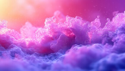 Poster - Colorful wisps of fog swirl in vibrant hues during sunset, creating a dreamy atmosphere filled with shades of purple and pink