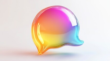 Wall Mural - colorful glass speech bubble; vibrant, glossy, 3d render.