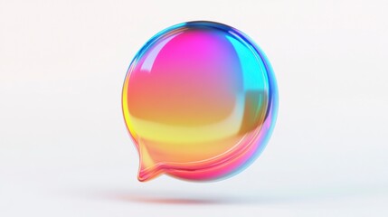 Wall Mural - colorful holographic speech bubble, 3d render.
