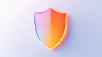 Poster - gradient glass shield icon on white background.