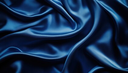 Aufkleber - Luxurious deep blue fabric draping gracefully with soft folds showcasing its smooth texture and rich color in an elegant display