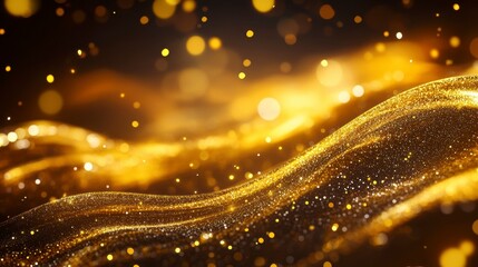 Wall Mural - abstract golden particles flowing, shimmering, luxurious background.