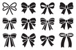 © Mainul - Set of black ribbon bow silhouettes vector illustration collection isolated on white background for decoration, gift wrap, fashion design, festive packaging, wedding, and craft elements'