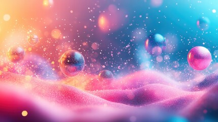 Fototapete - Colorful glitter sparkles create a vibrant and dreamy atmosphere with various hues reflecting light in a stunning display at an artistic event