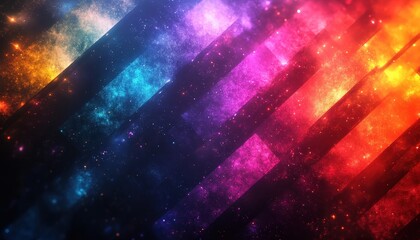 Fototapete - Vibrant rays of light reflecting through a prism during the afternoon, creating a colorful display of red, blue, green, and gold hues on smooth surfaces