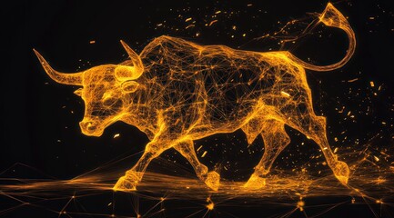 Wall Mural - Fiery bull illustration