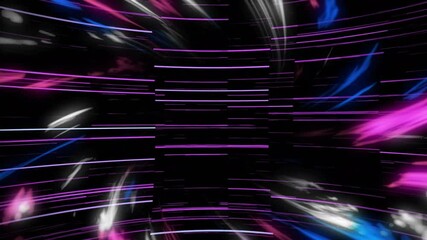 Wall Mural - Neon light streaks creating futuristic tunnel effect in flat design animated illustration
