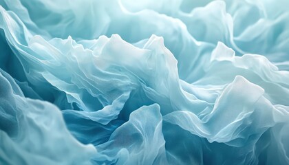 Fototapete - Soft blue fabric waves create a serene and calming texture, perfect for backgrounds and artistic use in various design projects