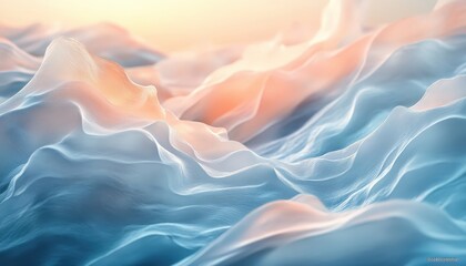 Poster - Textured fabric drapes in soft waves highlighting delicate colors and gentle light in a serene atmosphere of elegance and subtle beauty