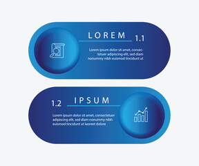 Leinwandbilder - 2 step infographic template. Business brochure information with blue gradient colors and icons