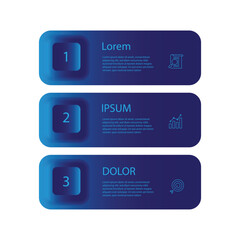 Leinwandbilder - 3 step table rectangle infographic template with blue gradient color suitable for business information and web presentation