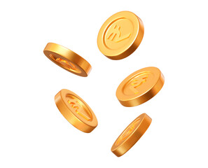 Wall Mural - 3d set of golden coins of indian rupees with different angles. stock vector illustration on isolated