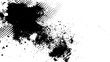 © Song Long - Vector new style halftone dots modern grunge texture. Black Ink splatter brush stroke on black halftone dots abstract white background